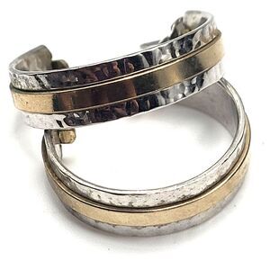 Silpada? Hammered Sterling SIlver Gold Hoop Earrings 1.1in